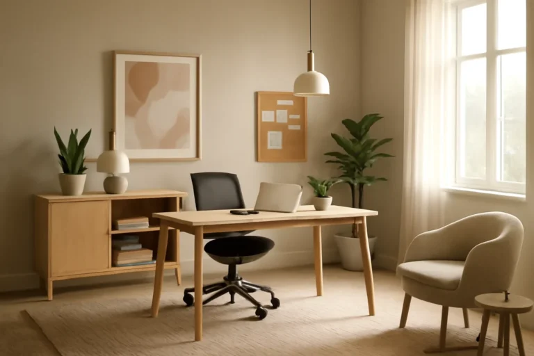 How to Design a Creative Office Space in a calm modern interior setting