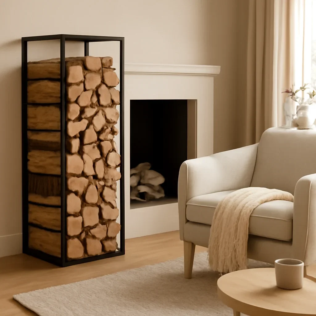 Inviting modern interior related to modern firewood storage diy ideas