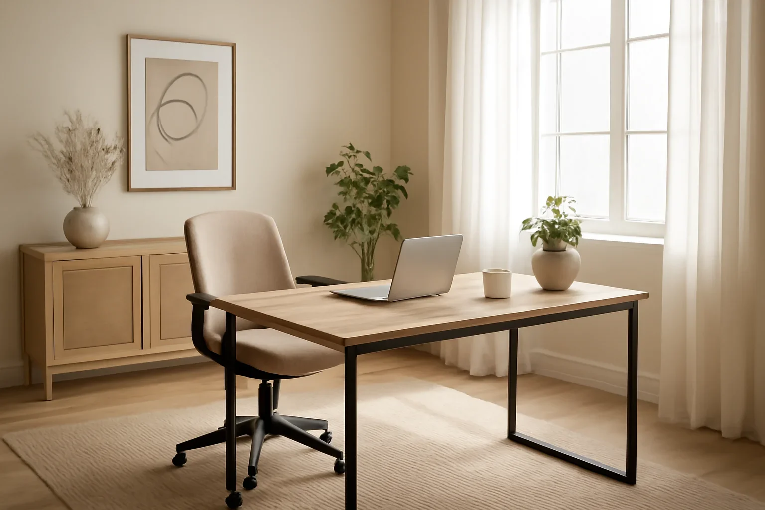 Office Design Ideas for Small Businesses in a calm modern interior setting