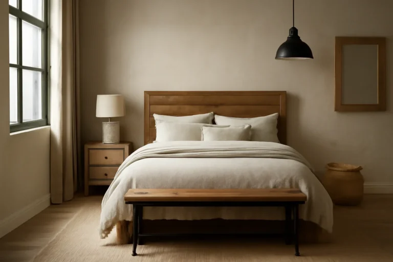 Rustic Industrial Bedroom Checklist in a calm modern interior setting