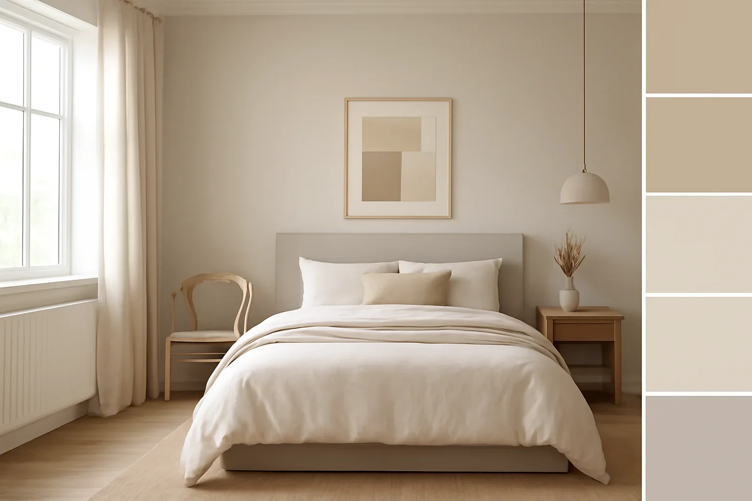 Scandinavian Bedroom Color Palette Guide in a calm modern interior setting